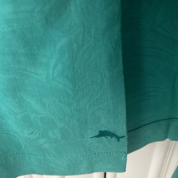 Tommy Bahama Short Sleeve Silk Button Up Silk Green Tropical Isle Shirt sz Large - Picture 10 of 15